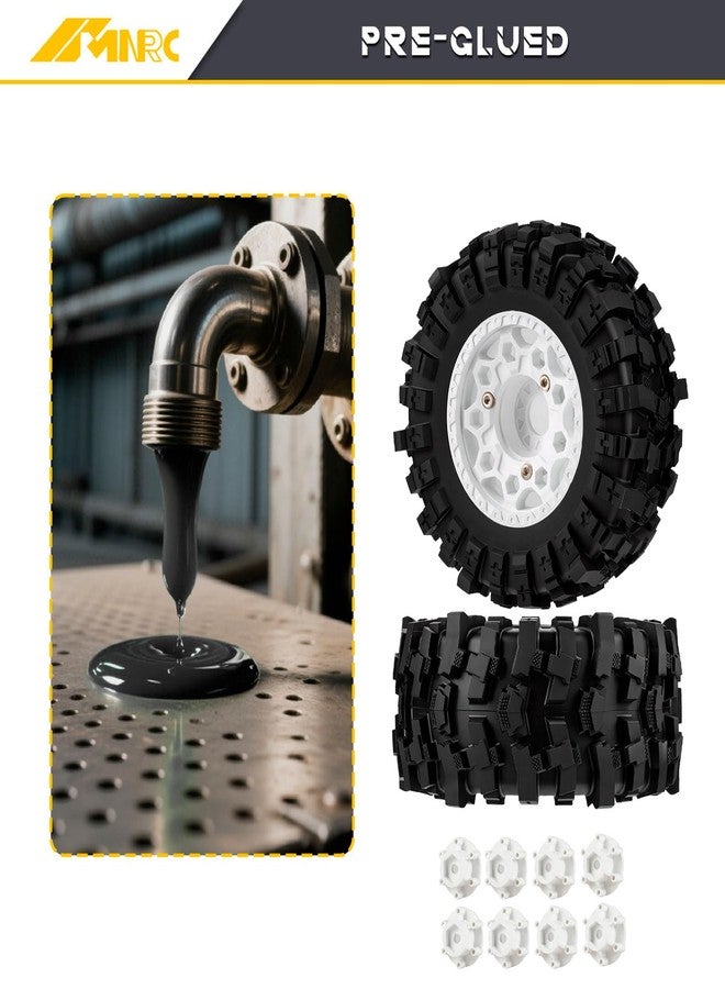NMNRC Plastic RC Short Course Truck Wheels and Rubber Tires & 12MM 14MM 17MM Hex Kit for 1/10 Arrma Senton Slash 4×4 2WD for Axial Losi Series Upgrade Part White - Image 3